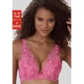Produktbild: Push-up-BH PETITE FLEUR, Damen, Gr. 90, Cup C, pink (pink, weiß), Spitze, Obermaterial: 60% Polyamid, 35% Polyester, 5% Elasthan, BHs Push-up-BH, in High Apex Schnittform, Dessous