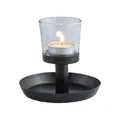 Produktbild: Marrakesch Skandinavische Deko Teelichthalter aus Metall & Glas in schwarz 12 cm groß | Windlicht Hyban als Wohnzimmer Tisch Deko | Exquisite Kerzenständer für Teelichter als Dekoration