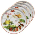 Produktbild: MamboCat 4er Set Pizzateller Napoli Red Ø 33,8 cm I Servier Platten mit Motiven I Vorspeisenplatten zum Anrichten für Antipasti oder Tomate-Mozzarella I Bunte Porzellanteller für Pizza Pasta & Co