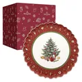 Produktbild: Villeroy & Boch Villeroy und Boch Toy's Delight Runde Kuchenplatte, 33 cm, Premium Porzellan, Rot/Grün