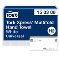 Produktbild: Tork Xpress Multifold Papierhandtücher 150300 - H2 Universal Falthandtücher für Handtuchspender - mehrfach gefaltet, groß, 2-lagig, weiß - 21 x 160 Tücher