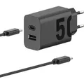 Produktbild: Motorola Ladegert TurboPower 50W Duo USB-C + USB-A mit USB-C-Kabel, Schwarz - Schwarz