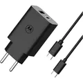 Produktbild: Motorica Turbo-Ladegerät, 50 W, Dual USB-C + USB-A, inkl. USB-C-Kabel, Schwarz