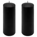 Produktbild: 2er Set Stumpenkerze schwarz Höhe 20 cm Ø 7,5cm lange Brenndauer Rund-Kerze Xmas