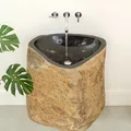 Produktbild: Stand-Waschbecken aus Flussstein ca. 70 x 85 cm Naturstein Säule wohnfreuden