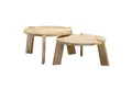 Produktbild: Wohnling Satztisch Couchtisch Set Rund Holz Massiv Wohnzimmertisch 2 teilig Beistelltisch (2er Set Mango Massivholz Wohnzimmertisch Hell), Couchtisch 2-teilig, Beistelltisch Modern