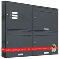 Produktbild: AL Briefkastensysteme Wandbriefkasten 3 Fach Premium Briefkasten A4 in RAL 7016 Anthrazit Grau wetterfest grau