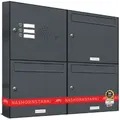 Produktbild: Al Briefkastensysteme - 3er Briefkasten Anlage Aufputz - Wandmontage ral 7016 Anthrazit Klingel