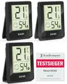 Produktbild: MAVORI® 3 St. Hygrometer Thermometer innen - präziser Temperatur&Luftfeuchtigkeitsmesser innen - Thermometer Hygrometer innen, Temperaturmessgerät, Hydrometer Feuchtigkeit digital (Schwarz, 3er Set)