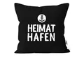 Produktbild: MoonWorks Dekokissen Kissenbezug Aufschrift Heimathafen Anker Geschenk Partner Familie Freunde maritimes Motiv Moonworks®