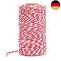 Produktbild: jijAcraft 100m Rot und Weiß Baumwolle Schnur, Bäcker Bindfäden Bastelschnur De
