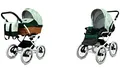 Produktbild: BabyLux® Kinderwagen Set CLASSIC - 2 in 1 - GREEN DAISY WHITE FRAME incl. Babywanne, Buggy Sportsitz, Kinderwagenset, Kombikinderwagen mit Wickeltasche, Regenschutz usw.