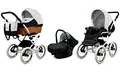 Produktbild: BabyLux Kinderwagen 3in1 mit Autositz für Kleinkinder – Kinderwagen für Neugeborene und Kleinkinder –– Baby Neugeborenen Kinderwagen – 59x105x125cm – Max 15kg – Black Dots White Frame