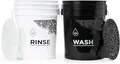 Produktbild: CLEANTECH CO Set: 2X Wascheimer 20L - weiß & schwarz mit 2X Schmutzsieben - für professionelle Auto Handwäsche
