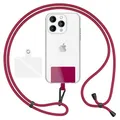Produktbild: NALIA HoldMe Air Universal-Kette mit Pad, Band für Handy-Hülle zum Umhängen, Karabinerhaken aus Metall (schwarz), Schlüsselband Umhängeband 160 CM, Crossbody Lanyard mit Schlaufe, Farbe:Bordeaux