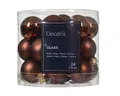 Produktbild: Weihnachtskugeln Glas 25mm x 24 Stück Mini Christbaumkugeln Spiegelbeeren Espressobraun lederbraun - Schokobraun - kastanienbraun - kupferbraun - Zimt