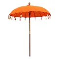 Produktbild: Oriental Galerie Bali Sonnenschirm Balinesischer Schirm Garten Baumwolle Handarbeit ideal für Balkon Dekoschirm 2-teilig ca. 130 Ø cm Variante, 130er Schirme:Orange