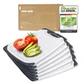 Produktbild: Exitoso Frühstücksbrettchen 6er Set mit Saftrille & Griff aus Kunststoff | Rutschfestes & spülmaschinenfestes Schneidebrett | Antibakterielles Brettchen Set | BPA-Frei & beidseitig verwendbar