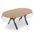 Produktbild: ANRO Tischdecke KLARA abwaschbar Tischfolie transparent Gartentischdecke 0,3mm (Einzelstück 1-tlg), wasserabweisend Durchsichtig Transparent Breite 140cm weiß Oval | 140 cm x 200 cm x 0.3 mm