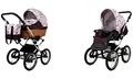 Produktbild: BabyLux ALU 2in1 Kinderwagen für Kleinkinder – Kinderwagen für Neugeborene und Kleinkinder – Baby Neugeborenen Kinderwagen – 59x105x125cm – Max. 15kg – Maroon Flowers Silver Frame