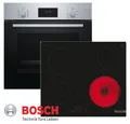 Produktbild: BOSCH Elektro-Herd-Set Bosch Autark Herdset Einbaubackofen + Glaskeramik Kochfeld NEU&OVP, mit 1-fach-Teleskopauszug, Katalyse- Ruckwand