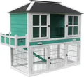 Produktbild: Dehner Nagerheim Palazzo, Hasenstall mit Freigehege, ca. 145 x 72 x 121 cm, Tannenholz, weiß/türkis/schwarz