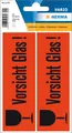 Produktbild: HERMA Sticker 10x Hinweisetiketten Vorsicht Glas Folien Aufkleber Rot Schwarz