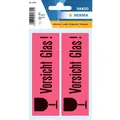 Produktbild: HERMA Warnetiketten 5739 rot »Vorsicht Glas!« 39,0 x 118,0 mm, 10 Etiketten 