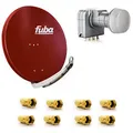 Produktbild: Fuba DAA 850 R Satellitenantenne 85cm Aluminium Rot DEK 417 Quad LNB Direktanschluss 4 Teilnehmer 8X F-Stecker
