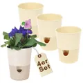 Produktbild: 4x Kräutertopf Selbstbewässernd Topf Küche Basilikum Blumen Elfenbein 11 cm