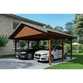 Produktbild: Satteldach-Carport Wallgau Nussbaum 620 x 500 cm Dachlattung