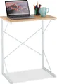 Produktbild: Relaxdays Schreibtisch, kleiner Büro Tisch, Mini Computertisch, HBT: 75x60x40 cm, Arbeitstisch, MDF & Eisen, weiß/braun