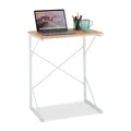 Produktbild: Relaxdays Schreibtisch, Kleiner Büro Tisch, Mini Computertisch, HBT: 75x60x40 cm, Arbeitstisch, MDF & Eisen, weiß/braun