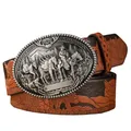 Produktbild: Rustikaler Western - Gürtel mit Cowboy Gürtelschnalle Wild West Buckle