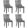 Produktbild: Merax Polsterstühle(Set, 4 St), Stuhl Grau Samt Esszimmerstuhl, hohe Rückenlehne, mit Knopfsteppung, Gestell aus Massivholz, Grau