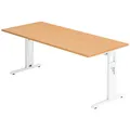 Produktbild: HAMMERBACHER Gradeo höhenverstellbarer Schreibtisch buche rechteckig, C-Fuß-Gestell weiß 180,0 x 80,0 cm