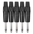 Produktbild: Pronomic Steckerset 6,3mm Klinke 5 Stück Audio-Adapter 6,3 mm Klinkenstecker mono, Hochwertige Spannzangen-Zugentlastung