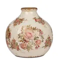 Produktbild: Dekovase VINTAGE ROMANTIK mit Rosendekor H. 26cm weiß rosa braun Formano S25