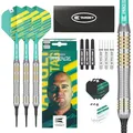 Produktbild: Target Darts Rob Cross 18g Dartpfeile mit Kunststoffspitze - Softdarts aus Brass | Dartpfeile für elektronische Dartscheibe | Premium Dart Pfeile inkl. Flights, Pro Grip Schäfte & Tasche