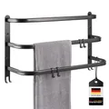 Produktbild: bremermann Wand-Handtuchhalter, 3 gestufte Ablagen, Handtuchstange zur Wandmontage (schwarz)