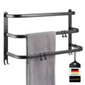 Produktbild: B-Ware bremermann Wand-Handtuchhalter, 3 Ablagen, Handtuchstange, schwarz