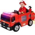 Produktbild: Actionbikes Motors Elektro Feuerwehr Auto| Feuerwehrauto Kinderauto - Bremsautomatik - Kinder Fahrzeug - Sirene & Blaulicht - Bluetooth - ab 3 Jahre