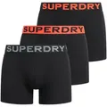 Produktbild: Superdry Herren Boxershorts, 3er Pack - Boxer Triple Pack, Logobund, Cotton Stretch Schwarz/Orange L