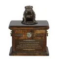 Produktbild: Art-Dog Custom Dog Sitzender Hund Statue Gedenkurne - Handgefertigte Kaltguss-Bronze auf Birke Basis - Urne für die Asche des Hundes - 8.3x11.4x8.7-5l - Englische Bulldogge III