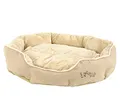 Produktbild: Dehner Lieblinge Hundebett und Katzenbett Sammy, oval, ca. 70 x 65 x 14 cm, Polyester, beige