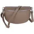 Produktbild: MIRROSI Bauchtasche Damen, Echtleder, Leder, Made in Italy, Umhängetasche, Brusttasche, (Schultertasche für jeden Anlass (1 Tasche & 1 Gurt), 3 Größen auswählbar), Crossbody Bag, Damen Taschen verstellbaren Schulterriemen braun|silberfarben Mittelgroße Tasche (25x16x7cm)