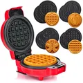 Produktbild: 4in1 Mini Waffeleisen mit Wechselplatten  Kürbis, Lebkuchen, Herz und Klassis...