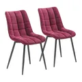 Produktbild: WOLTU Esszimmerstühle 2er-Set, Polsterstuhl mit Rückenlehne, bis 150 kg belastbar, Sitzfläche aus Samt, Metallbeine, Bordeaux