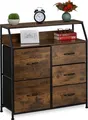 Produktbild: Relaxdays Kommode, 5 Schubladen, 2 Ablagen, Bücher & Deko, Regalkommode Industrial, HxBxT: 87x84x32 cm, braun/schwarz