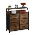 Produktbild: Relaxdays Kommode, 5 Schubladen, 2 Ablagen, Bücher & Deko, Regalkommode Industrial, HxBxT: 87x84x32 cm, braun/schwarz